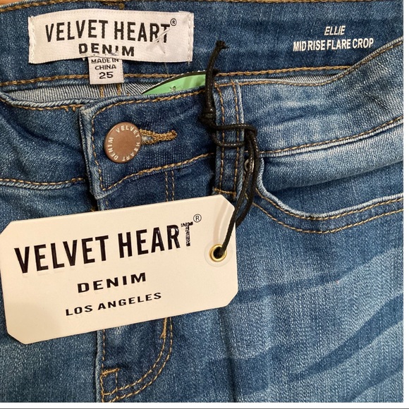 Velvet Heart mid-rise flare crop jeans size 25 distressed Pom Pom size 25 NWT - Picture 4 of 13